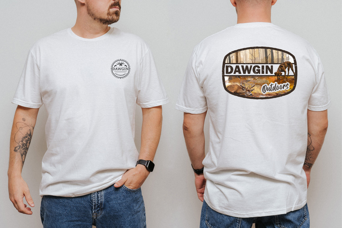 Dog Sniffing Deer Cotton Tee