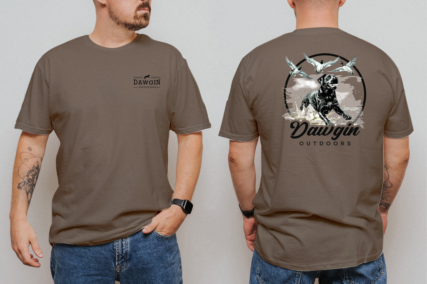 Hunting Scene Splashing Black Lab Cotton Tee