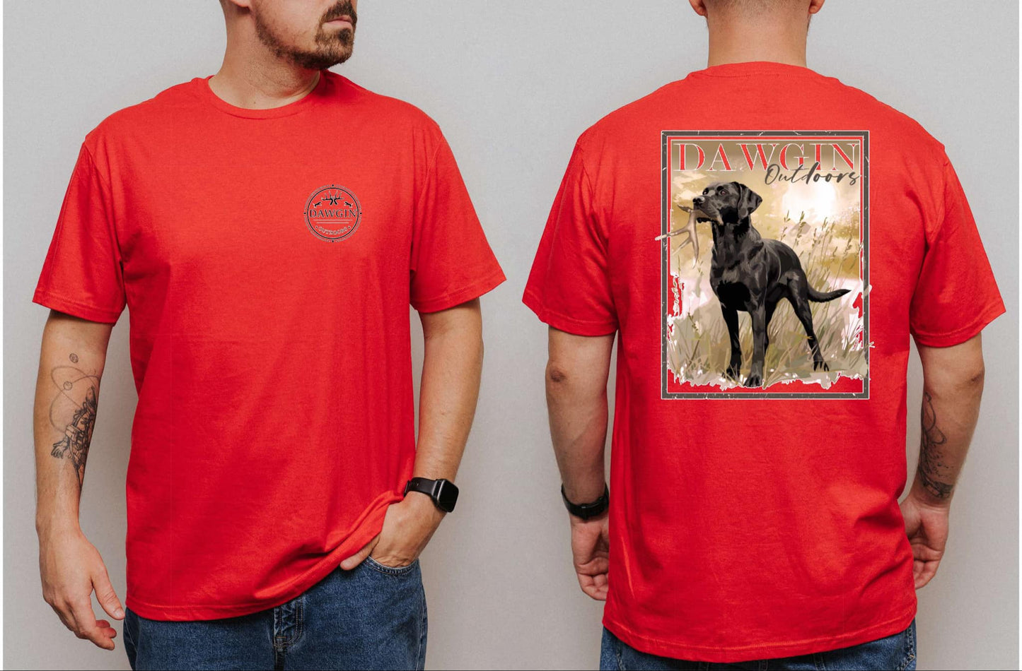Majestic Outdoors Black Lab Holding Antler Cotton Tee