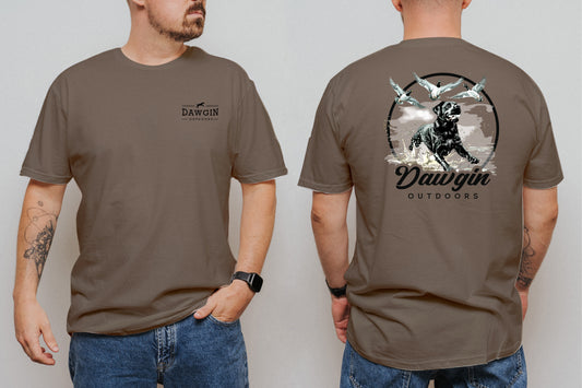 Hunting Scene Splashing Black Lab Cotton Tee